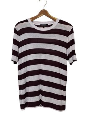 Scotch & Soda Mens Striped Shirt Pale Pink and Maroon Size Large